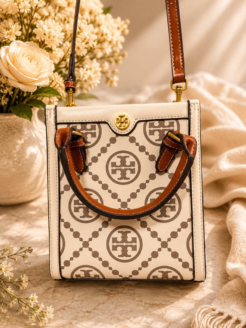 Tory Burch Mini T Jacquard Monogram Tote